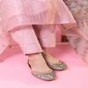 Blush Pink Silk Kurti Set with Kalamkari Floral Printed Organza Dupatta