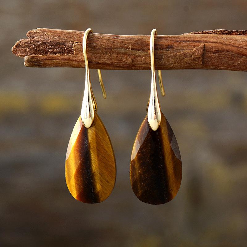 Simple and high-quality natural stone tiger eye pendant earrings earrings jewelry popular jewelry