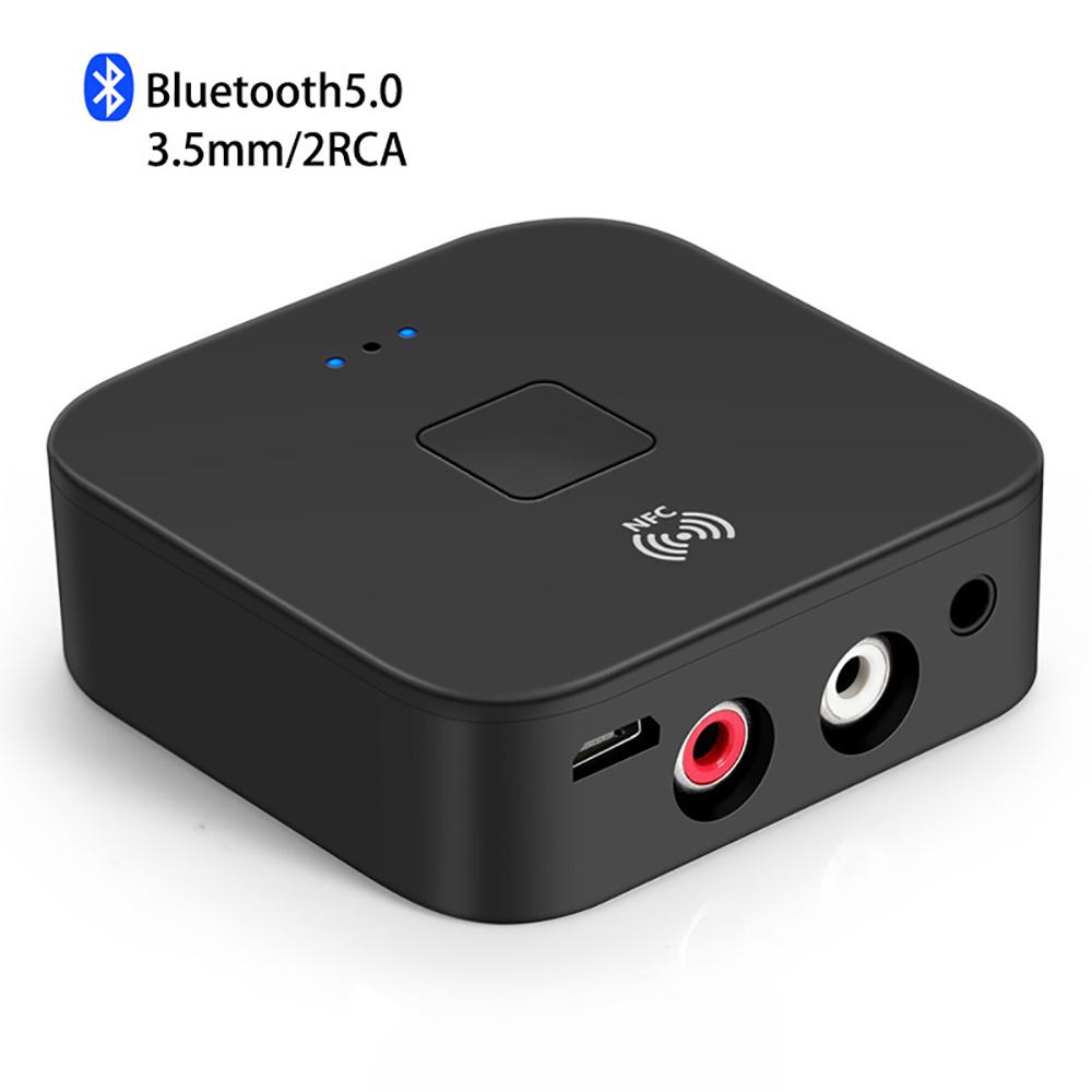 Bluetooth 5.0 Receiver Wireless 3.5mm Jack AUX NFC to 2 RCA Audio Stereo Adapter