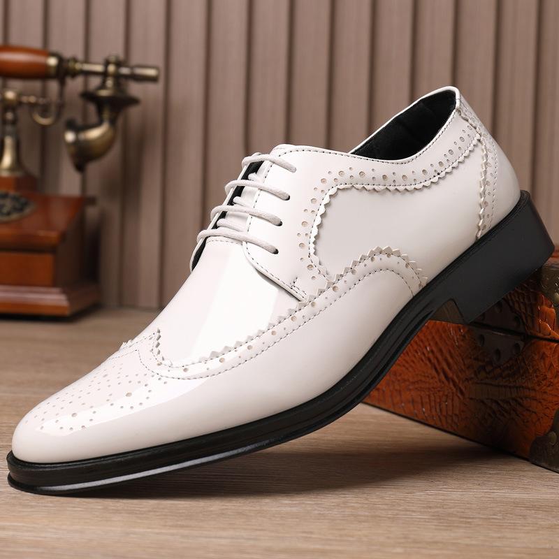 Men Pointed Toe Lether Shoes Man Business Formal Shoes Male Glossy Casual Wedding Shoes Plus Size Zapatos Hombre Casuales