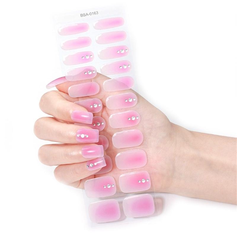 Gel Nail Stickers Full Cover Self Adhesive French Nail Strips Christmas Style Nail Wraps for DIY Manicure Home or Salon