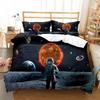 Galaxy Duvet Cover Set King/Queen Size Astronaut On The Moon Bedding Set Kids Teens Space Planet Polyester Quilt Cover Dark Grey