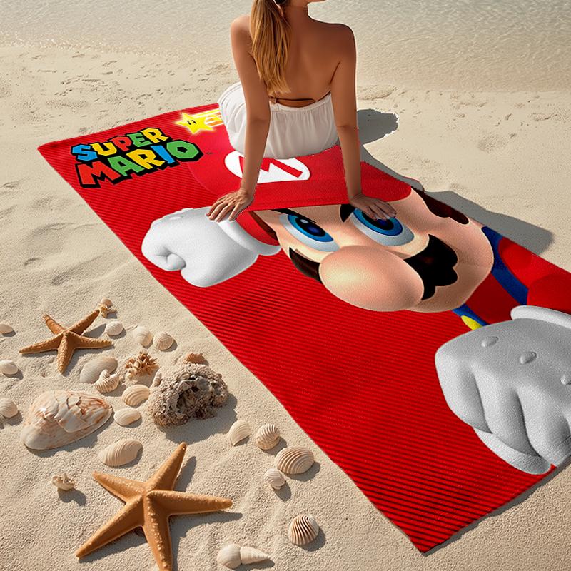 Ultra-Soft Beach Towel with Mario Theme,Ideal for Pool - Camping, Diving - Perfect Travel Essential, Vibrant Beach Towel.