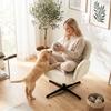 Swivel Lounge Chair, Velvet Accent Chair, Shell Backrest, Beige