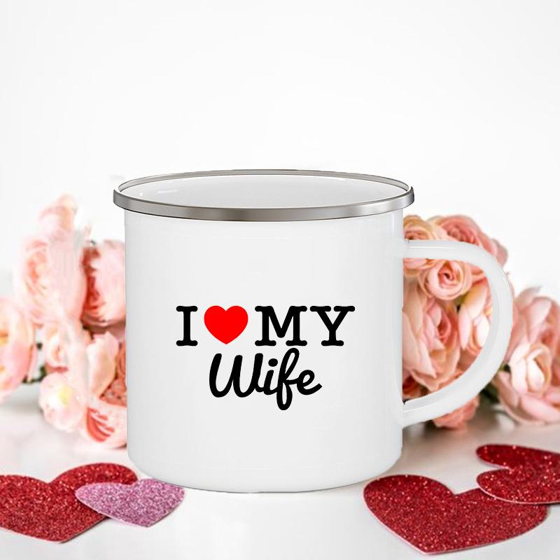 Frau/Herr Richtig Druck Paar Tassen Kreative Kaffeetasse Getränk Dessert Frühstück Milchbecher Emailletassen Henkel Trinkgeschirr Valentinstagsgeschenk