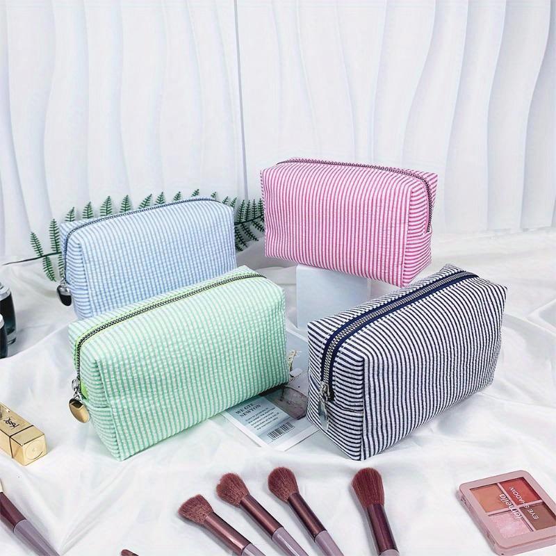 Fashion Women Ruffle Cosmetic Bags Striped Storage Make Up Bags for Women Lady with Zipper Travel Bag Makeup Bag