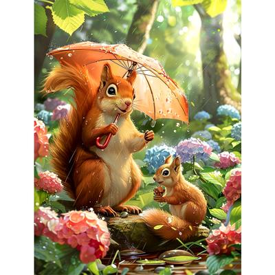 5d DIY Diamond Painting Cross Stitch Animal Squirrels Diamond Embroidery Mosaic Full Round Drill Home Decor