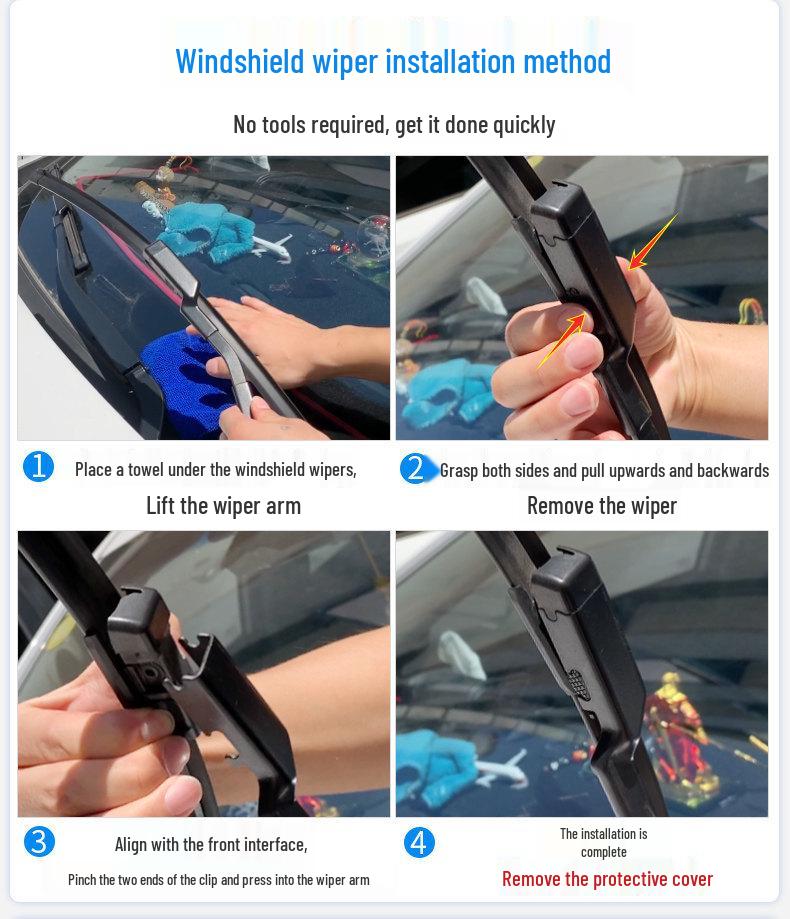 Geely Haoyue Wiper Blades: Frameless, Silent, Front & Rear, Model 22/21 Compatible.