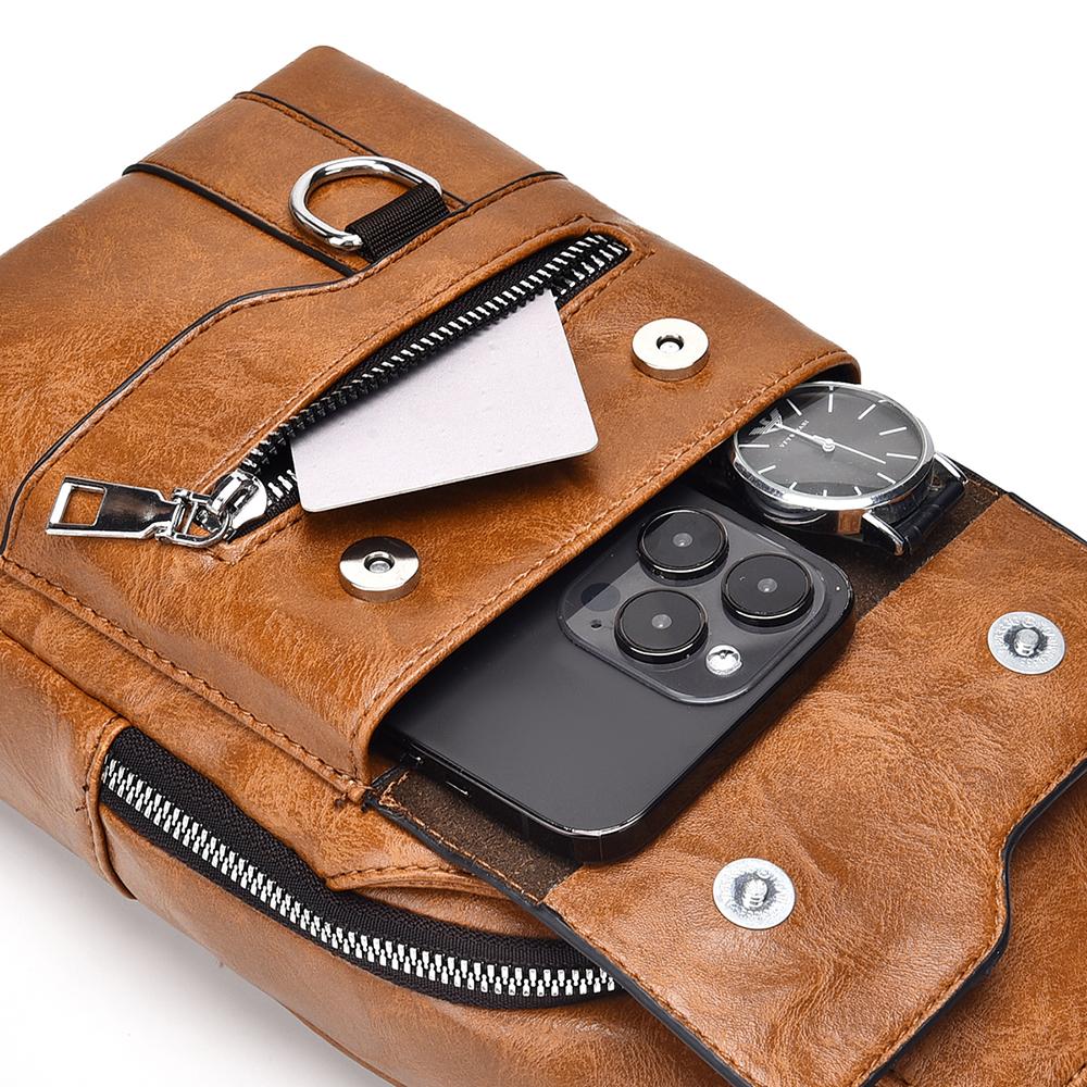 WEIXIER Sling Bag for Women and Men Leather Crossbody Shoulder Bag Chest Sling Backpack Travel Bag