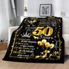 1pc Golden 50th Celebration blanket Soft and Warm for Sofa Office Camping Travel Livingroom Great Gift for Friends and Family Comfortable All Seasons