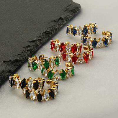 Stainless Steel Zircon Stud Earrings Women's European American Style Light Luxury Fashion