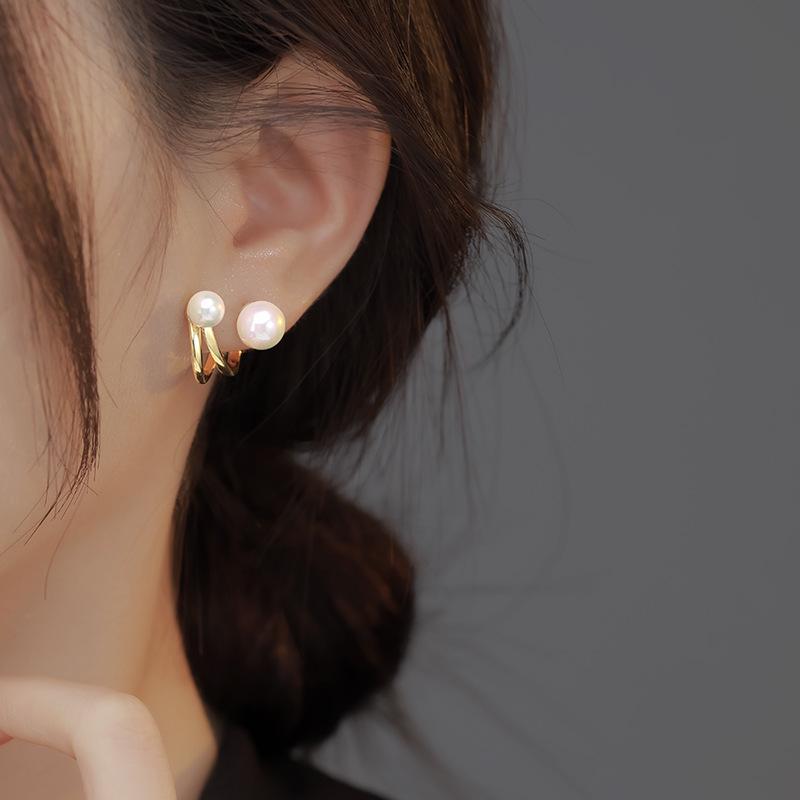 Elegant Two-Way Pearl Earrings for Women - Sweet & Personalized Stud Jewelry
