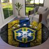 Brazil National Football Team Round Area Rug,Carpet Rug for Living Room Bedroom Sofa Playroom Decor,Non-slip Floor Mat