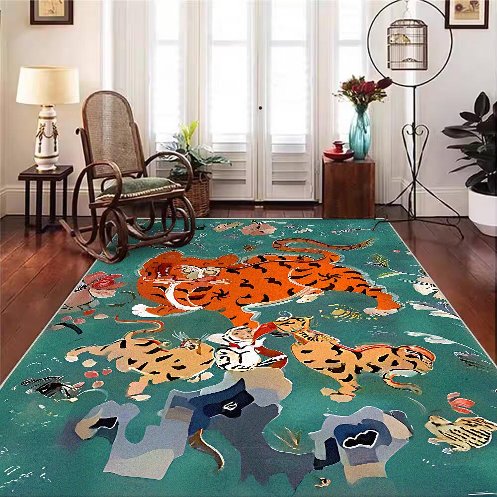 Home Decoration Luxury Retro Persian Carpet for Living Room Big Size Tiger Pattern Non-slip Mat for Kids Office Lounge Decor Rug