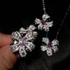 High Jewelry Super Fairy Butterfly Set Argyle Pink Diamond Bow Necklace Ring Stud Earrings Pendant