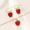 Raspberry Pendant Alloy Jewelry Set Stylish Fruit Shaped Necklace and Earrings for Ladies Unique Daily Wear Accessories
