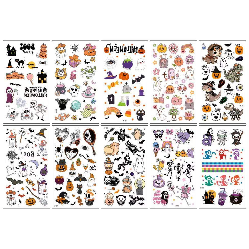Für Kinder und Erwachsene Tattoos Wasserdicht für Partydekorationen Halloween Temporäre Tattoos Sicher Sanft zur Haut