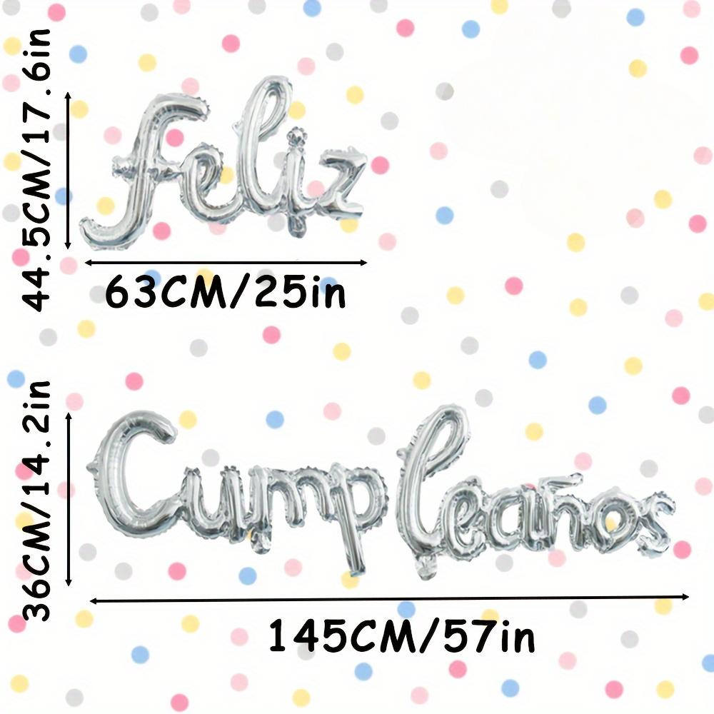 1 feliz cumpleanos Spanish Happy Birthday set Silver Gradient Color Royal Blue rose Gold Rose red suitable for birthday decorations and background