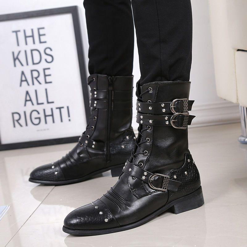 Модные мужские осенне-зимние ботинки дизайнерские туфли из натуральной кожи для вечеринок — фото 3