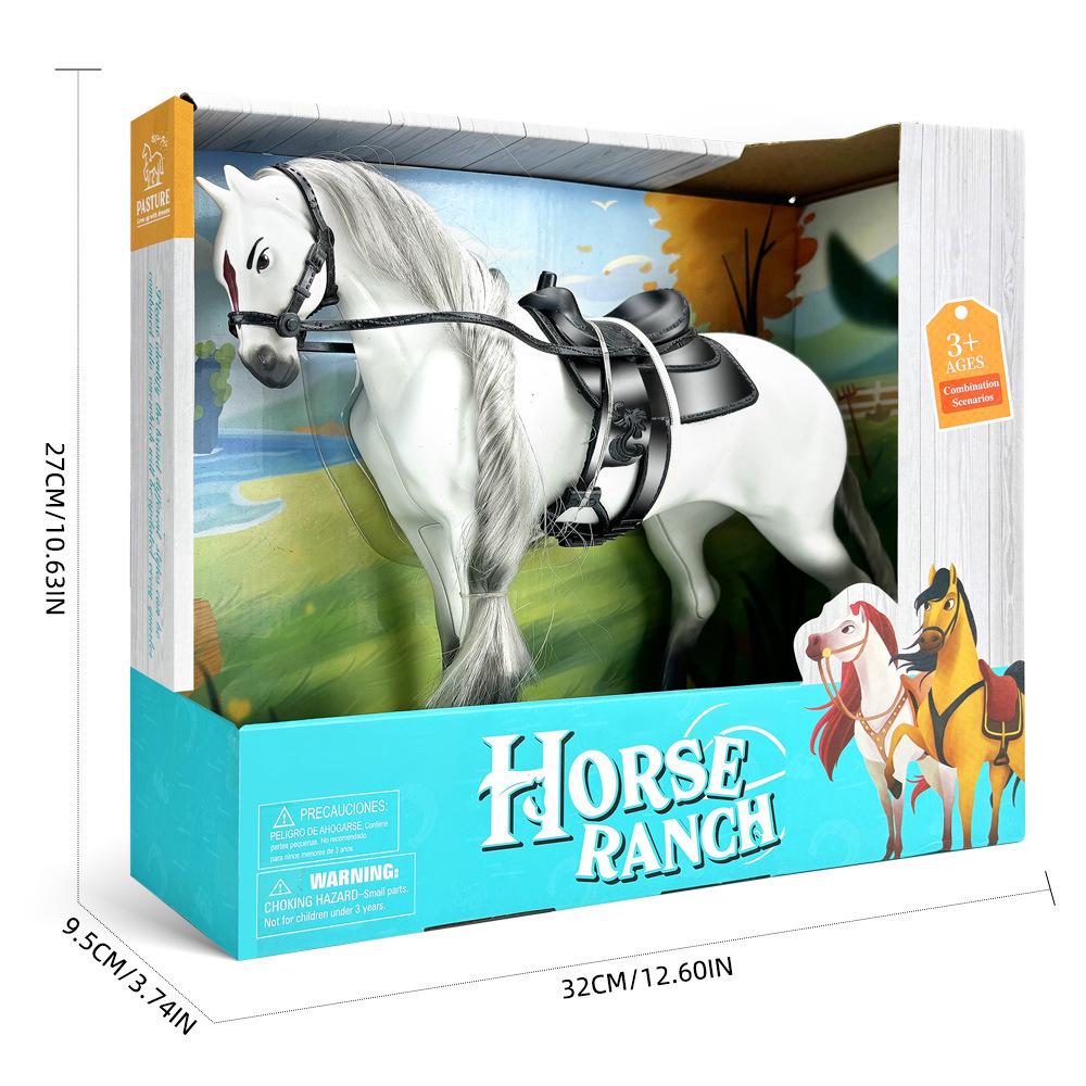 White Horse Figurine Ornament with Combable Mane