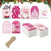 Gift Wrapping Supplies 60 Pcs Christmas Paper Tags, Pink Santa Snowman Hanging Labels Holiday Present Accessories with Hemp Rope for Winter Party DIY