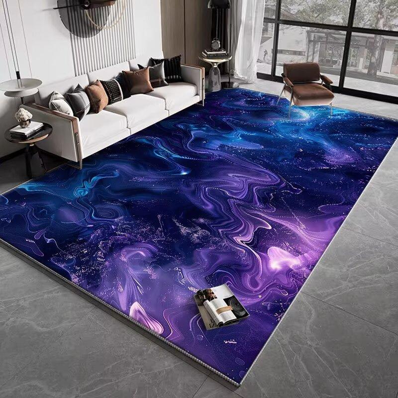 Modern Abstract Blackish Purple Living Room Decor Rug Light Luxury Big Size Gaming Room Carpet Soft Antiskid Tatami Mat Washable