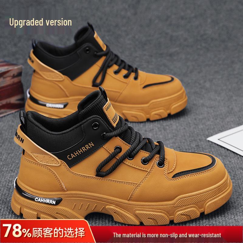 Men's High-Top Autumn 2025 British Workwear & Sports Boots – Trendy, Fleece-Lined, Winter Cotton Shoes
