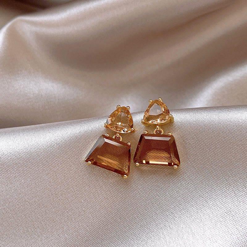 Vintage Brown Resin Tiger Eye Stone New Earrings For Women Statement Fashion Stud Earring Personality Melard Color Jewelry