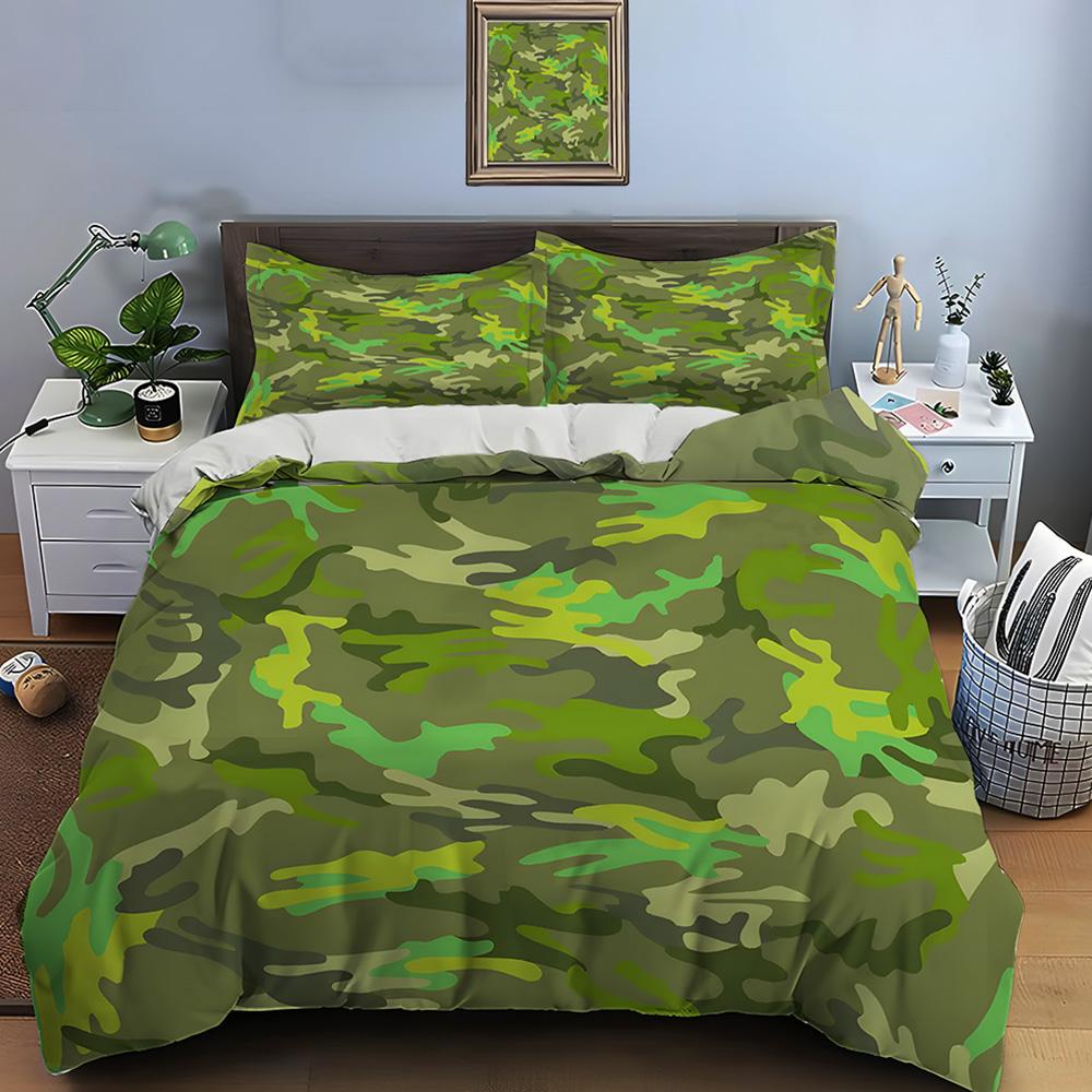 Stampa Motivo Mimetico Stile Foresta Morbido Confortevole Copripiumino Set Biancheria da Letto Incluso 1*Copripiumino 2*Federe