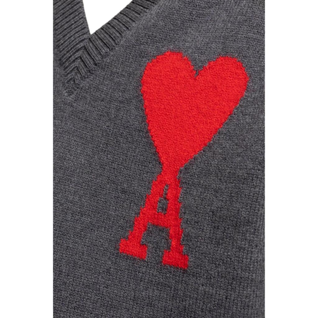 AMIPARIS Solid Color Logo Print V-Neck Sleeveless Vest Unisex Vests UKS702018-067