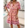 Women's Summer Vacation Printed Short-sleeved Dress