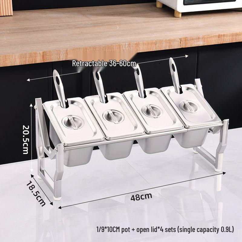 Commercial Stainless Steel Multi-Compartment Condiment Tray Set for Milk Tea Shop