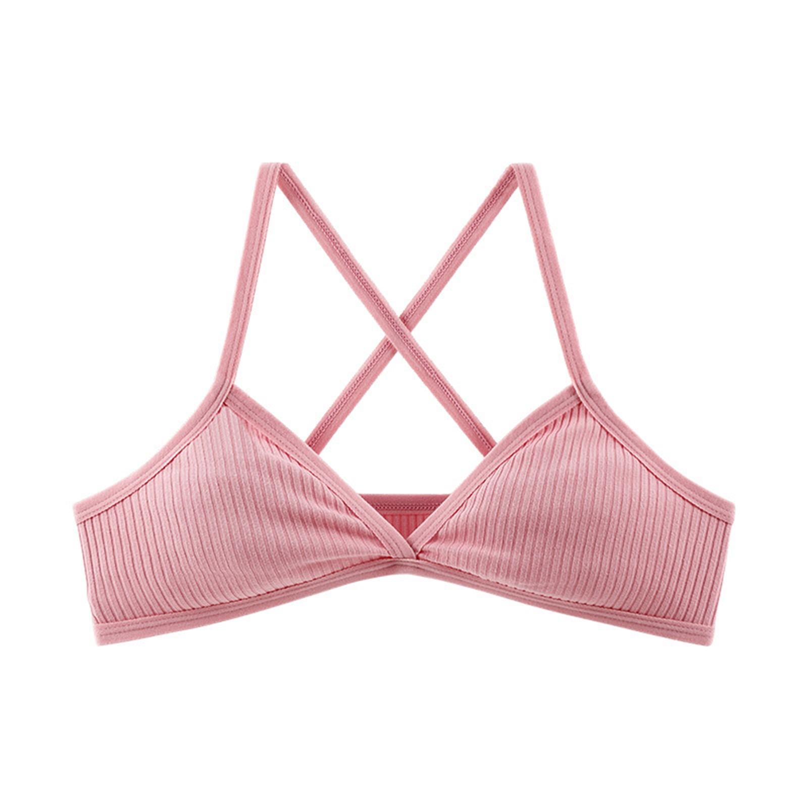 

Женский однотонный нижнее белье из хлопка с нитками сзади Красивый бюстгальтер M розовый