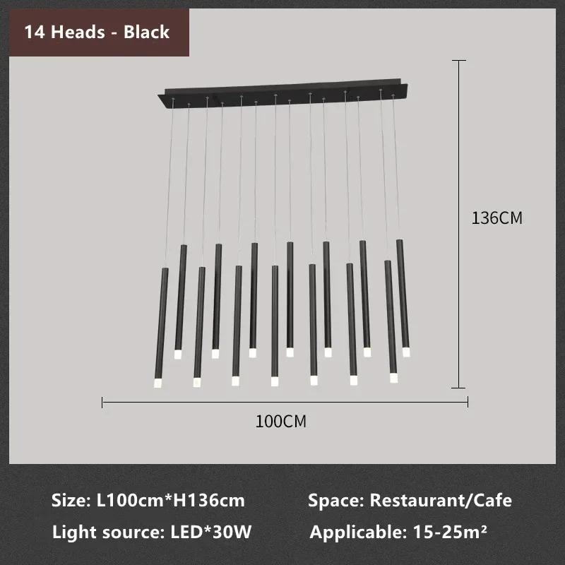 LED Restaurant Pendant Lamp Nordic Long Downlight Kitchen Dining Room Table Modern Black Hanging Chandelier Office Cafe Lighting