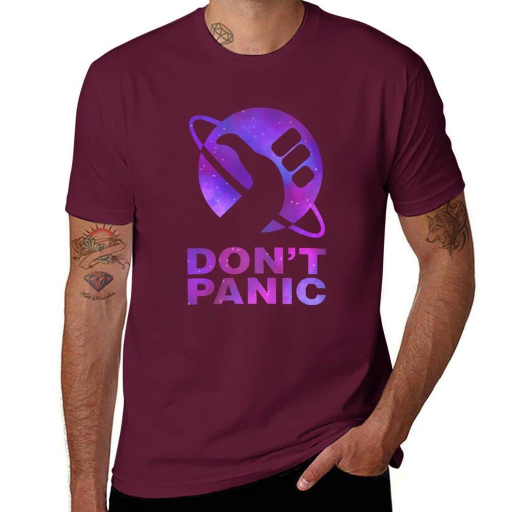 Dont Panic Hitchhikers Quote TShirt plain tops cheap stuff funny t shirts for Unisex