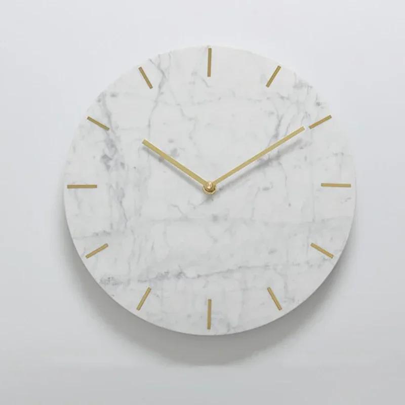 Nordic Large Wall Clock Modern Design Natural Marble Clocks Home Decor for Living Room Luxury Silent Watches Bedroom DecorM5Q1K1