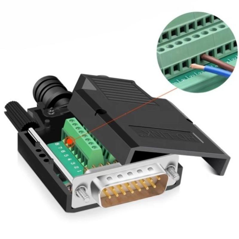 DB15 Soldering-free Connector Industry 2 Rows 15Pin Breakout Connector DB15 Male Female Plug D-SUB Terminal Adapter