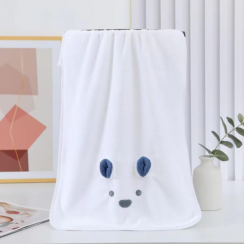 High-density Coral Fleece Towel Cartoon Three-dimensional Cute Rabbit Ears Face Towel Thickened Without Shedding Hair Embroidered Men's and Women's