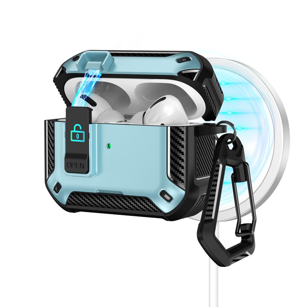For AirPods Pro 2 Case Compatible with MagSafe TPU PC Earbuds Cover with Carabiner/Stand