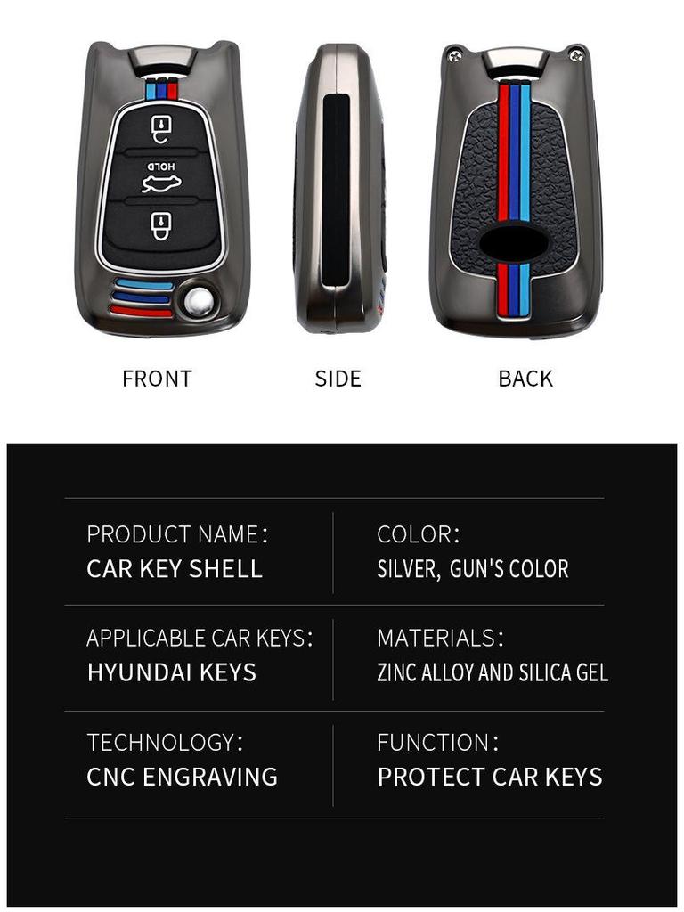 Hyundai Reina/Elantra/Sonata Car Key Cover - Folding Shell for Men & Women