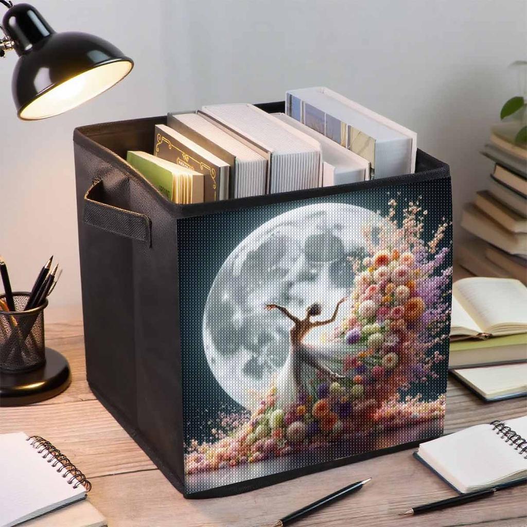 Dancing In The Moonlight 5D Diamond Painting Storage Basket Full Round Drill Mosaic Diamond Embroidery Cross Stitch Kits Home Decor Home Decor