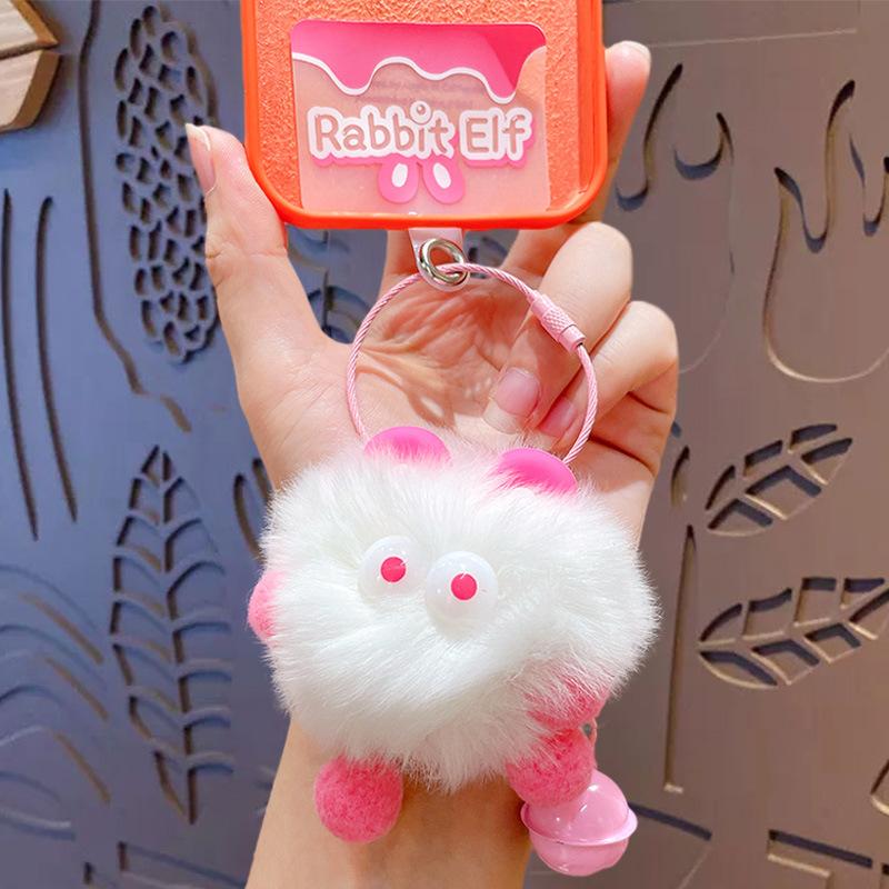 

Cartoon Cute Plush Briquettes Rabbit Keychain Creative Exquisite Fun Cute Pet Doll Key Chain Schoolbag Pendant Opp bag packaging
