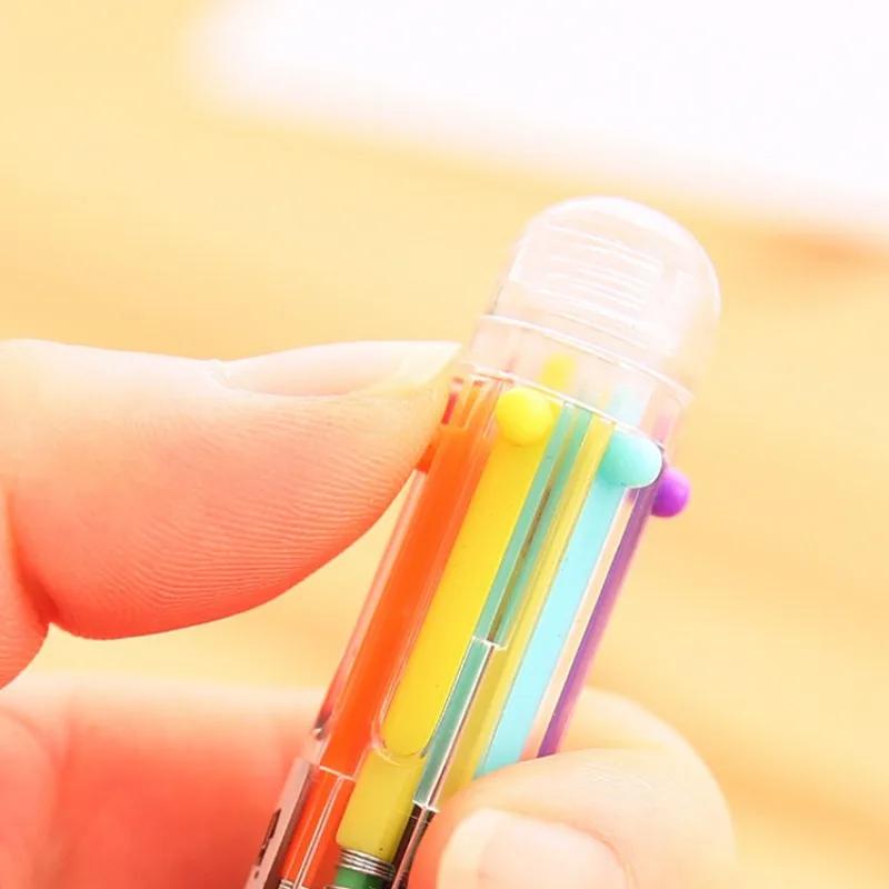 Penna a Sfera Multi-Funzione 6 in 1 Colori 0,5 mm Novità Multicolore Regali per Bambini Cancelleria Coreana Materiale Scolastico Ufficio