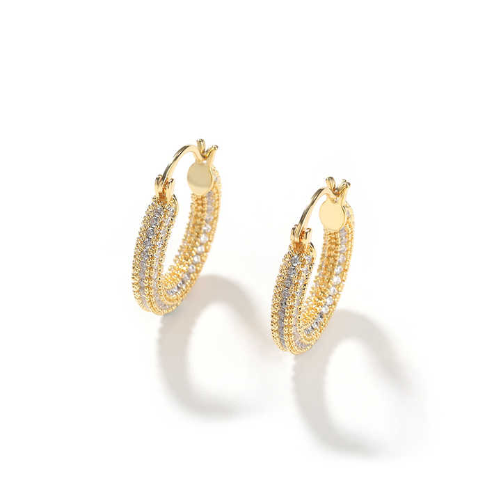 UWIN Fashion 22mm Iced Out Diamond Earrings CZ  Earrings Hoop Gold Plated Zirconia Women Earrings Jewelry