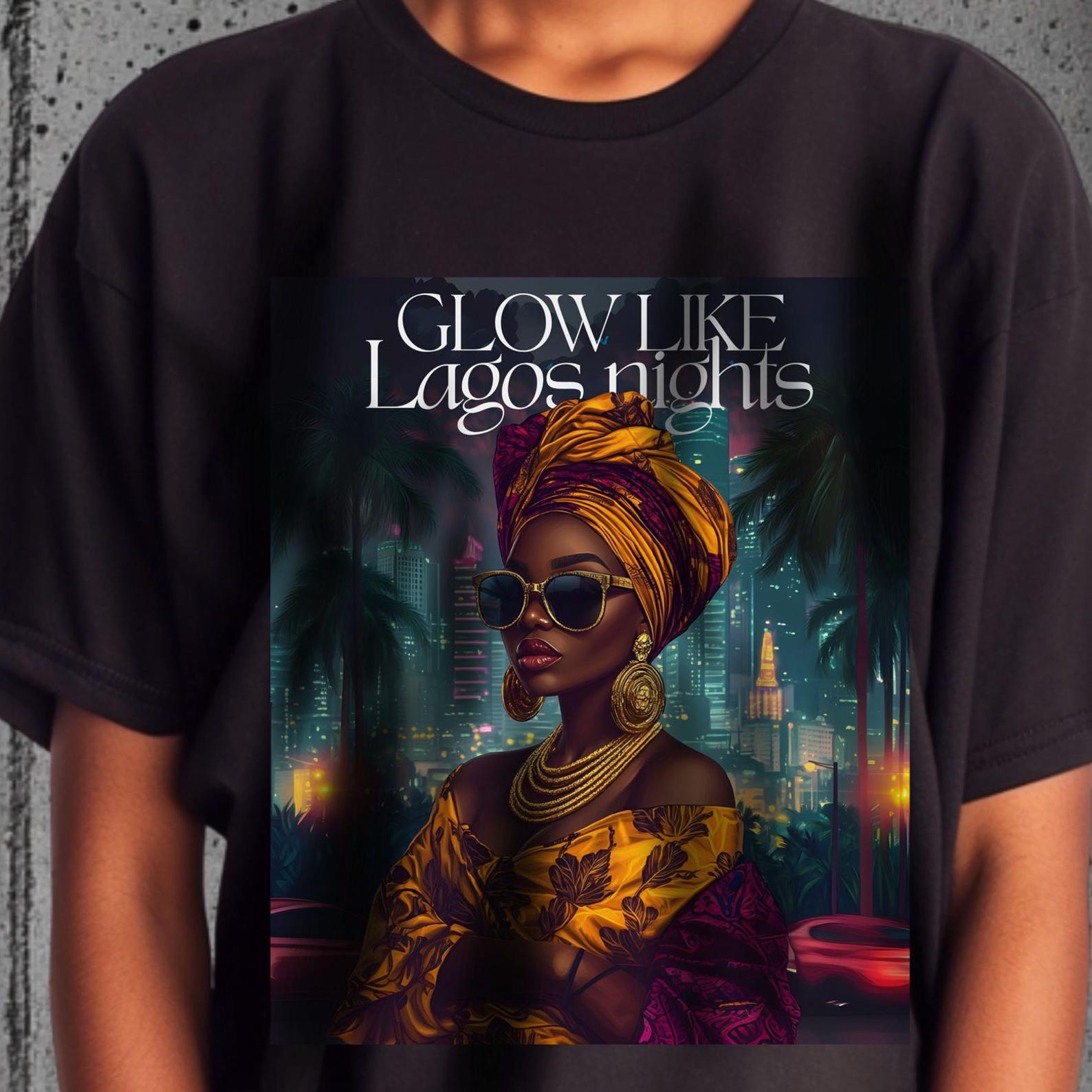 Afrocentric Lagos Nights T-Shirt: Urban Fashion Tee M