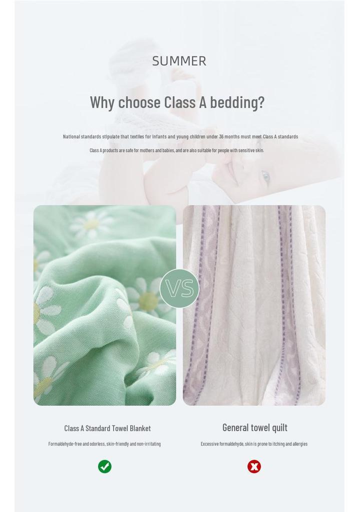Six-Layer Pure Cotton Gauze Blanket for Summer – Baby Nap & Child's AC Cover, Gift