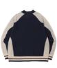 Cpgn Studio [2-Way] Curved Block Knit Zip-Up Navy
