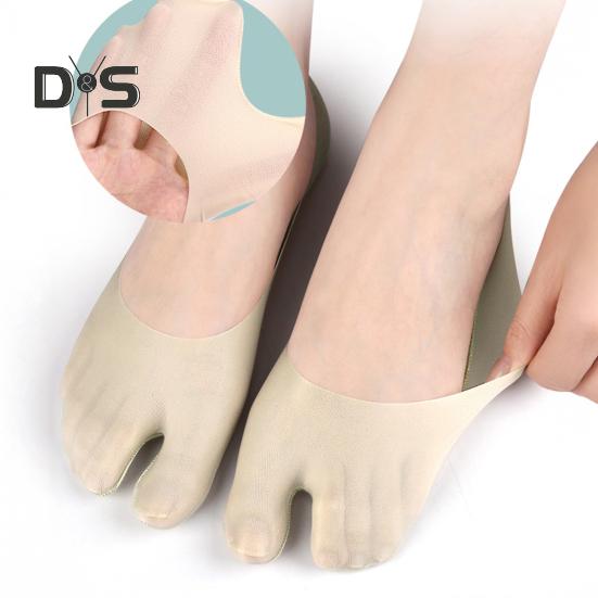 Breathable Toe Socks 2-Toe Invisible Liner Socks with Anti-Slip Silicone Ultra-Thin Moisture-Wicking Socks for Loafers Sneakers