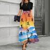 Short Sleeve Women's Dress Casual Flowy A-Line Midi Tshirt Dresses With Pockets Crewneck Vocation Boho Beach Sundress