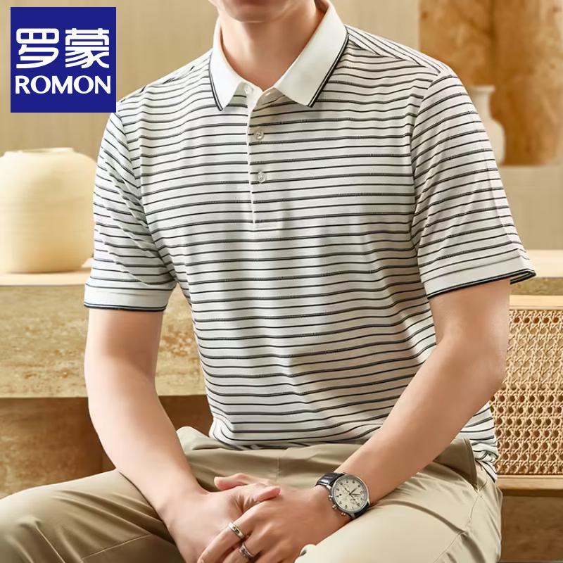 Men s Striped Lapel Polo T-shirt M